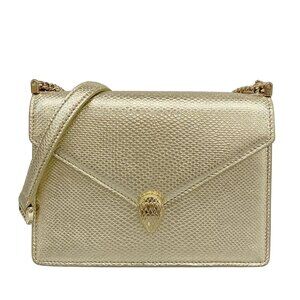 Auth BVLGARI Serpenti Forever Gold Leather Shoulder Bag